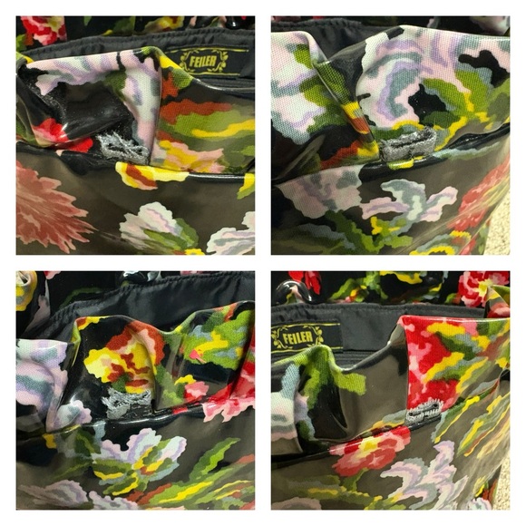 Feiler authentic German luxury floral clutch hand bag purse cute travel tote EUC - Picture 11 of 12